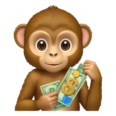 monkey holding money on shoudure sticker