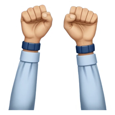 two raised hands in celebration with dark blue check between  sticker