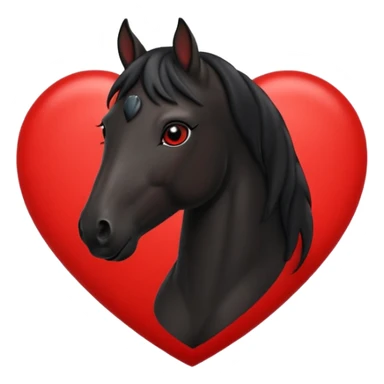 Black Horse centered within a red heart emoji sticker