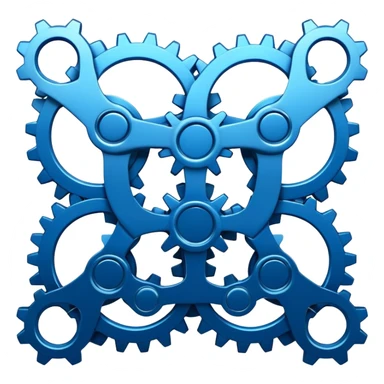 gear icon with interconnected nodes forming a workflow pattern sticker
