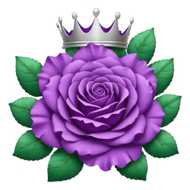 Purple rose with silver crown and a leaf wreath sticker