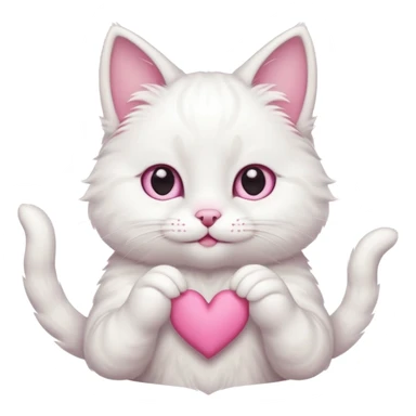 Cute white cat making heart shape with his hand above the head like this🙆‍♂️ sticker