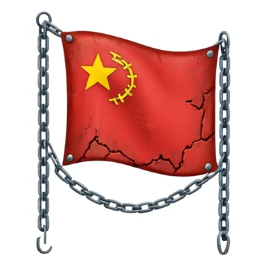 red flag with chainsmaking a square in his center sticker