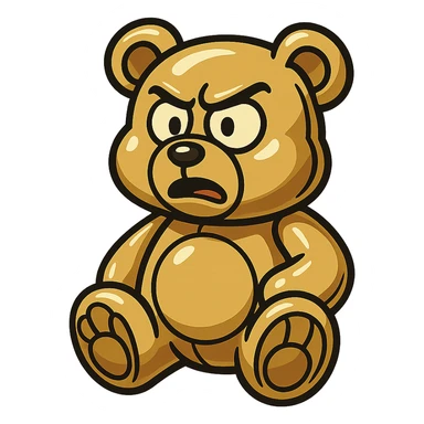 gold teddybear, metallic, shiny, icon sticker