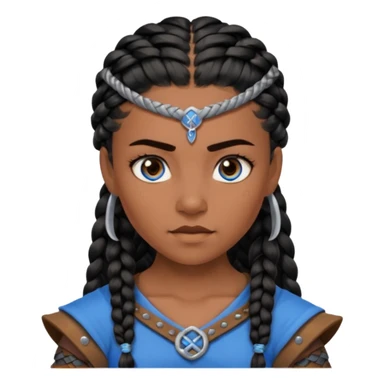 Viking female brown skin slave with blue eyes and black braids hair  sticker