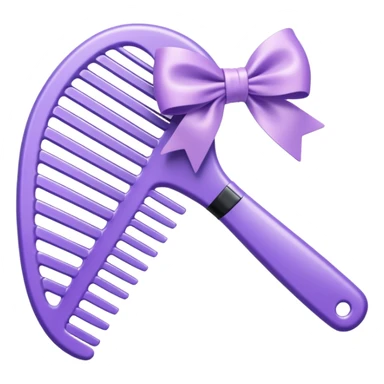 pastel purple styling comb in ios emoji style with a bow sticker