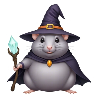 Fat gray rat dressed like a witch sticker