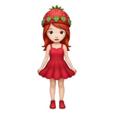 Strawberry shortcake human girl full body and legs with a strawberry hat on her red hair and dress without a cake sticker