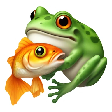 A frog eating a goldfish with wolf ears sticker