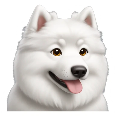 White Samoyed dog with short hair and brown eyes  sticker