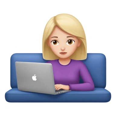 A girl is lying on the couch with a laptop, working sticker
