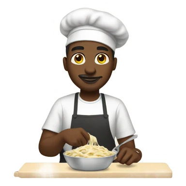 black man making chicken alfredo  sticker