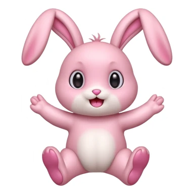 Exited pink bunny, kawaii chibi fluffy ears and body jumping of excitement  sticker
