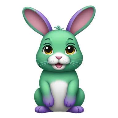 Female green and purple rabbit sticker