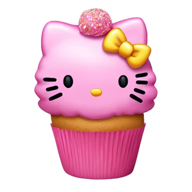 Hello kitty cupcake with pink frosting and sprinkles  sticker