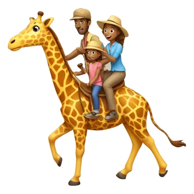 family riding giraffe sticker