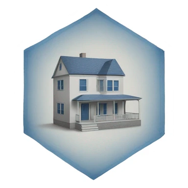 blueprint of a house on an hexagonal paper sticker