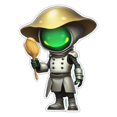 alien chef scifi roguelike rpg style inspired by slay the spire digital art sticker