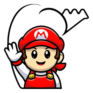 female Mario waving in cute cartoon style sticker