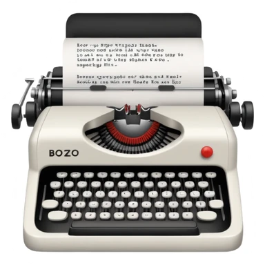 Typewriter typing on paper that says bozo sticker