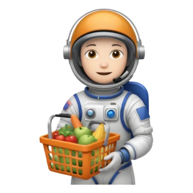 astronauta con canasta para hacer compras vacía sticker