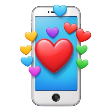  smartphone showing a colorful social media post with a heart and image icon sticker