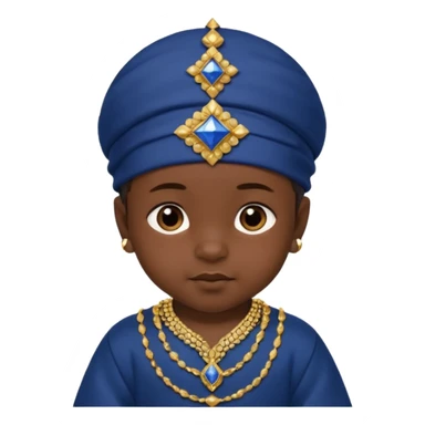  baby boy dressed in a dark blue ghalibiya with delicate decorations with a Red Moracain hat  sticker