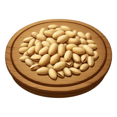 a handful of pine nuts on a wooden plate sticker