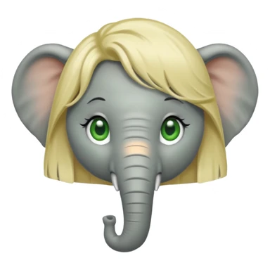 Make and elephant with a blonde wig and green eyes sticker