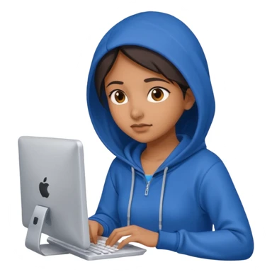 i am a brown south asian girl wearing a blue hoodie about to do a lot of computer work sticker