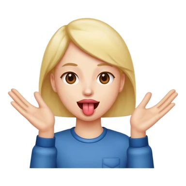 tongue out with hands on the side sticker