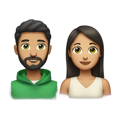 Italian green eyed beard 30 year old male with short Filipino 30 year old woman with butterfly bangs  sticker