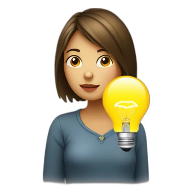 Girl-thinking-with-Bulb-light sticker