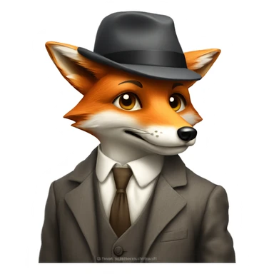 A scared humanoid fox in old fashioned suit and flat cap on it's head. sticker