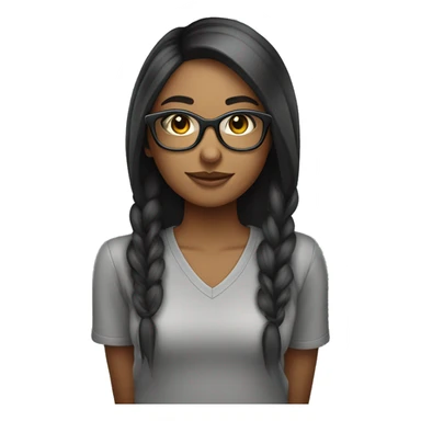 Mulher morena com óculos de grau   cabelo preto liso longo  sticker