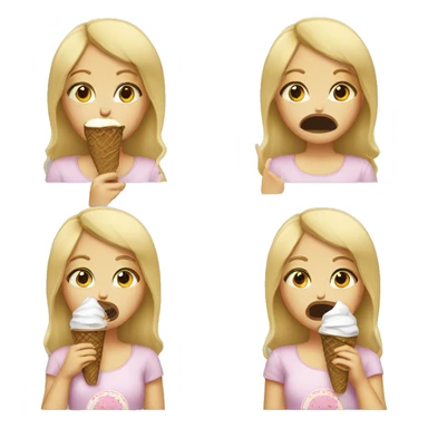 Blonde girl crying eating ice cream sticker