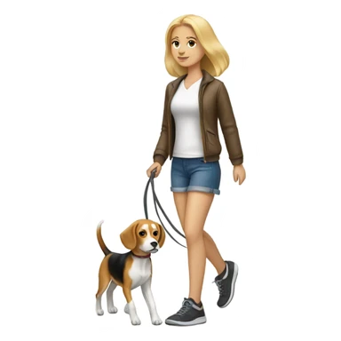 Blonde girl walking a beagle  sticker
