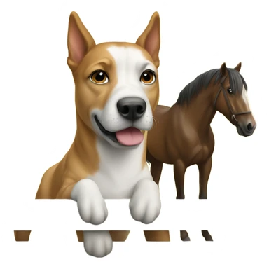 Dog next to a horse  sticker