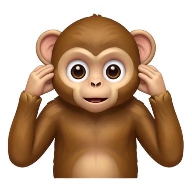 Small Monkey with HUGE eyes and HUGE hands covering ears sticker