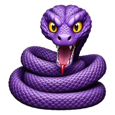 purple snake with fangs bared, scary and stylized like the spider emoji sticker