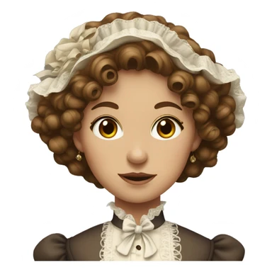 Woman with brown curly hair in Victorian dress sticker