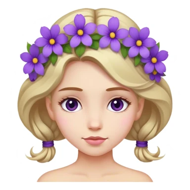 White girl with puple flowers in hair sticker