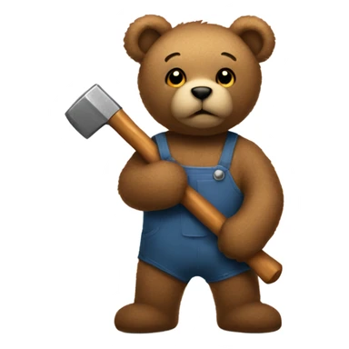 teddy bear holding a hammer  sticker