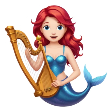 Singing Mermaid – Holding harp, red hair sticker