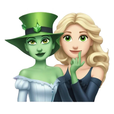 Glinda and elphaba from wicked with hand on head sticker