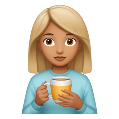 The girl holds a cup in her hands. There is a glow around the girl. sticker