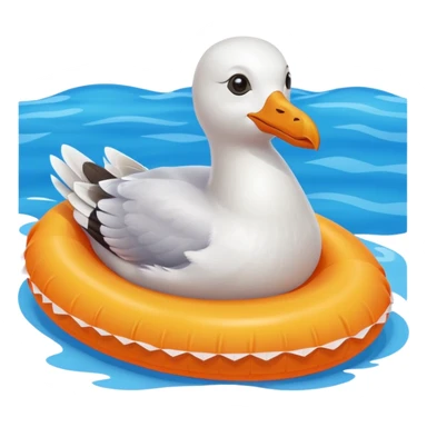 seagull perched on a floatie sticker