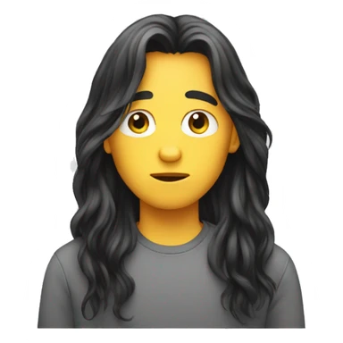 long hair boy with insecurities sticker