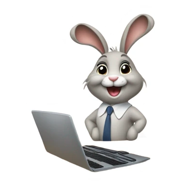 Happy Rabbit , black women dress , going to work , laptop  sticker