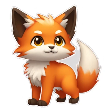 a colorful furry fur-sona kemono-style-chibi-style cat-fox-Fakémon-hybrid full body sticker